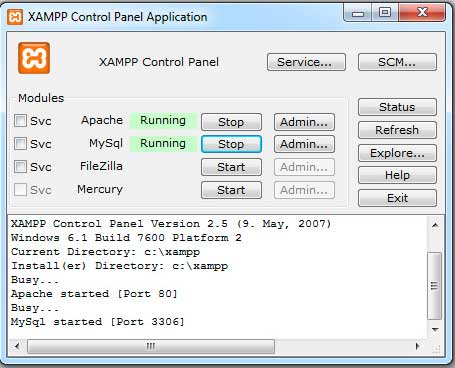 Interfaccia XAMPP